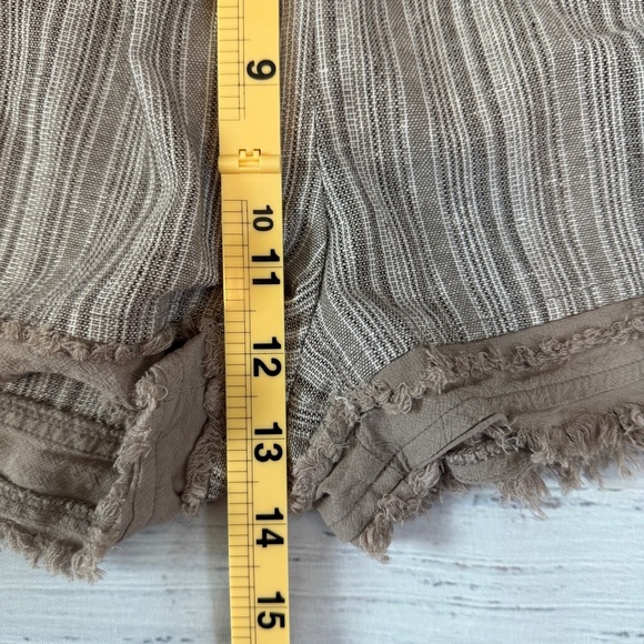 Umgee linen blend fringe medium striped brown women's shorts - Picture 10 of 10